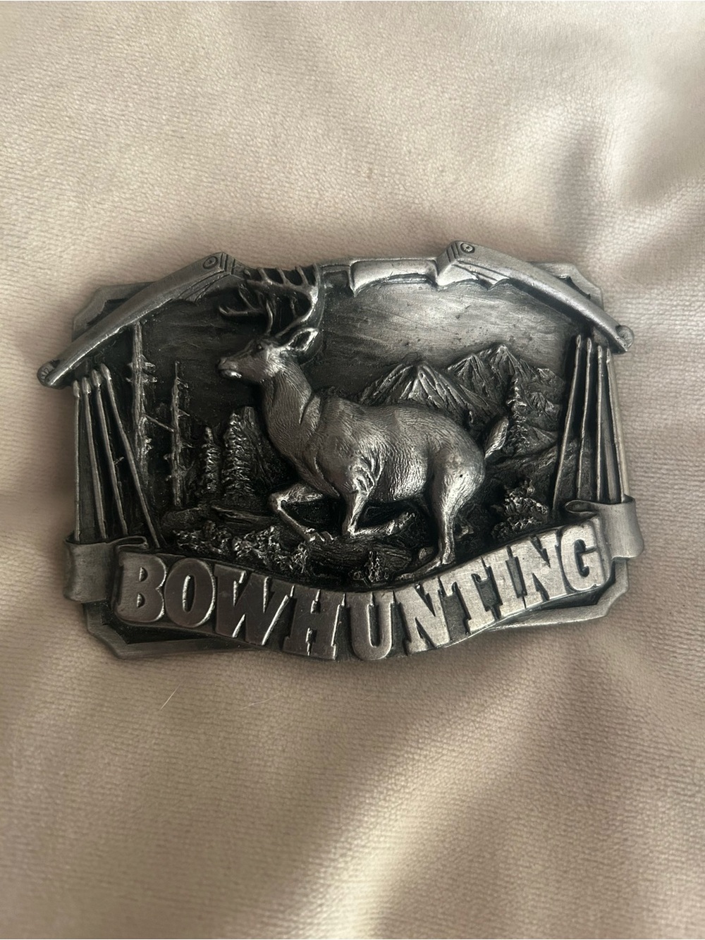 Bergamot “Bow Hunting” Deer Belt Buckle - Silver Tone